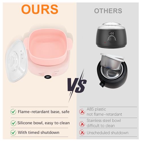 Digital Hair Removal Wax Warmer, Adjustable Temperature Waxing Machine for Women Hair Removal, Face, Bikini, Legs and Body, with Silicone Wax Pot Liner (Pink) - color: Pink