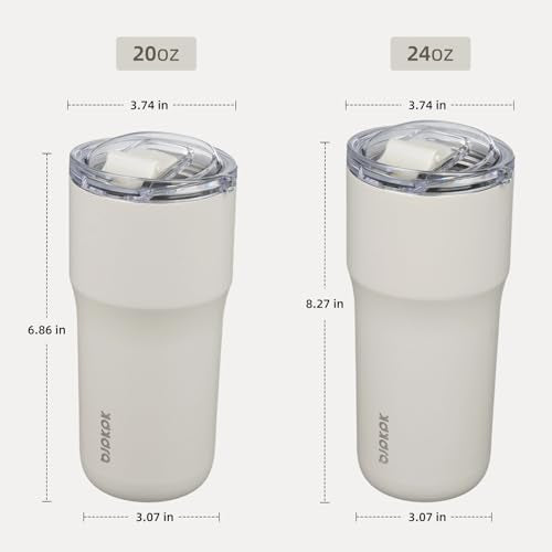 BJPKPK 20oz Spill Proof Coffee Tumbler, Insulated Stainless Steel Cup | Double Wall Vacuum, Leakproof Lid, Keeps Hot/Cold/Iced, BPA Free, Dishwasher Safe, Cupholder, Travel, White - color: White