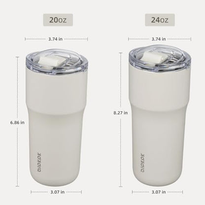 BJPKPK 20oz Spill Proof Coffee Tumbler, Insulated Stainless Steel Cup | Double Wall Vacuum, Leakproof Lid, Keeps Hot/Cold/Iced, BPA Free, Dishwasher Safe, Cupholder, Travel, White - color: White
