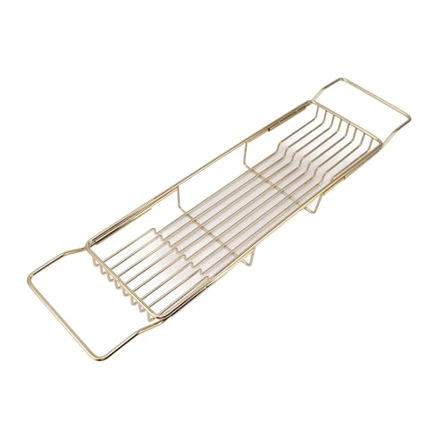 Marhynchus Metal Marble Bathtub Rack, Bathtub Caddy Tray Stainless Steel Shower Caddy Tray with Extending Sides, Bathroom Trays (Gold Green) - size: Gold Green
