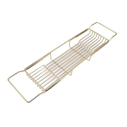 Marhynchus Metal Marble Bathtub Rack, Bathtub Caddy Tray Stainless Steel Shower Caddy Tray with Extending Sides, Bathroom Trays (Gold Green) - size: Gold Green