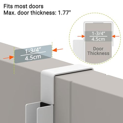 2 Pack Over The Door Hooks, 6 Hooks Foldable Door Hanger Clothes Drying Rack, Portable Space Saving Organizer for Entryway Bedroom Laundry Room Travel, White