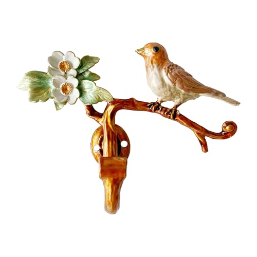 Vintage Bird Shaped Decorative Wall Hook Rack Hanger for Hanging Clothes Coats Towels Keys Hats, 1 Pack Antique Metal Mounted Wall Hook - color: Orange