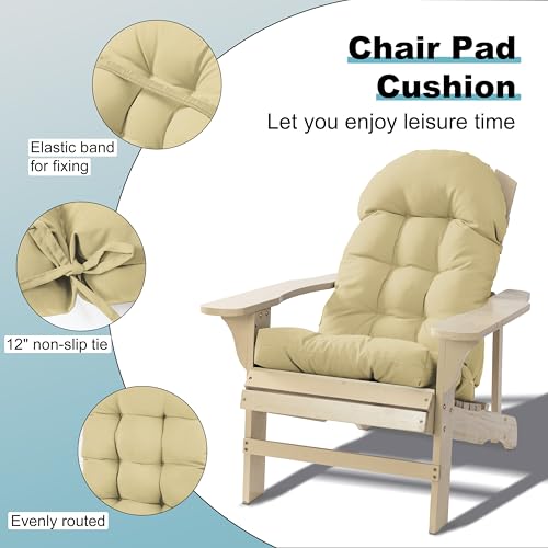 Adirondack Chair Cushion, Rocking Chair Cushion 44x19.4x4 inch, High Back Patio Cushions of Upper and Lower with Ties, Sunscreen and Fade-Resistant (Semolina, 2) - color: Semolina
