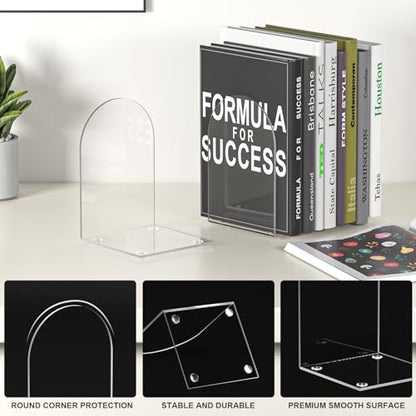 Acrylic Bookends 8 Pieces, Book Ends for Shelves, Clear Bookends for Book Shelves and Desktop Organizer, Transparent Shlef Book Stopper for Home Office Supplies - style: 8 Pieces Acrylic Bookends