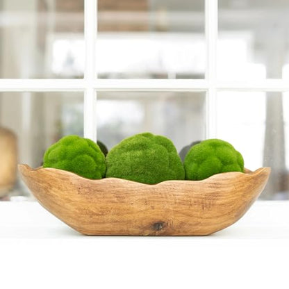 Indoor Carved Mid-Tone Brown Paulownia Wood Decorative Dough Bowl, 15.2" Rustic Farmhouse Centerpiece Bowl for Home Table Living Room Decor, 2026 Home Essential