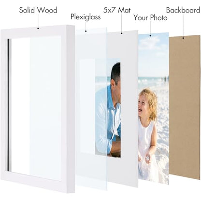 Vittanly Solid Wood 8x10 Picture Frames Set of 4, White | 5x7 Picture Frame with Mat, Gallery Wall Frame Set, 8 x 10 Frame for Wall & Tabletop Display, Family, Pet, Christmas - color: White, size: 8x10