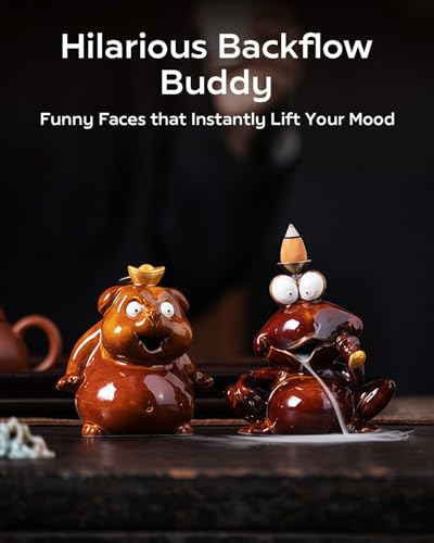 Backflow Incense Burner Ceramic, Funny Smoking Frog Incense Holder, Novelty Aromatherapy Ornament Home Decor for Yoga & Meditation - size: Chill Smoking Frog
