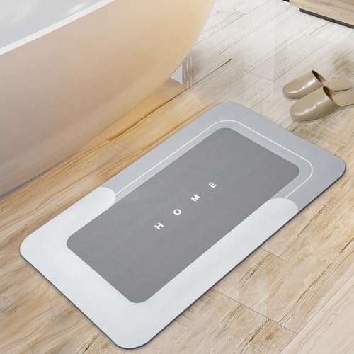 Housego Absorbent Bath Mat, Quick Dry Bath Rug, 15.7x23.6 Inch, Light Gray | Absorbent Bath Mat Magic Rug; Quick Drying Mat Magic Bath Mat Non-Slip Floor Rug Rubber Backed for Bathroom Kitchen Shower - color: Light Gray, size: 1 Rectangular Piece (15.7" x