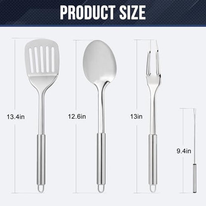 THTYBROS Portable Camping Kitchen Utensil 34 Pcs Set- Cookware Kit, Stainless Steel Outdoor Cooking and Grilling Utensil Organizer Travel Set Perfect for Travel, Picnics, RVs, Camping, BBQs, Parties