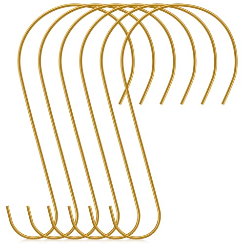 Hotop 6 Pieces Heavy Duty Big S Hooks Bird Feeder Rustproof Garden Stainless Steel Hook for Tree Branch, Kitchen, Bird House, Plants, Baskets, Lanterns and Bicycles (12 Inch,Gold) - color: Gold, size: 12 Inch