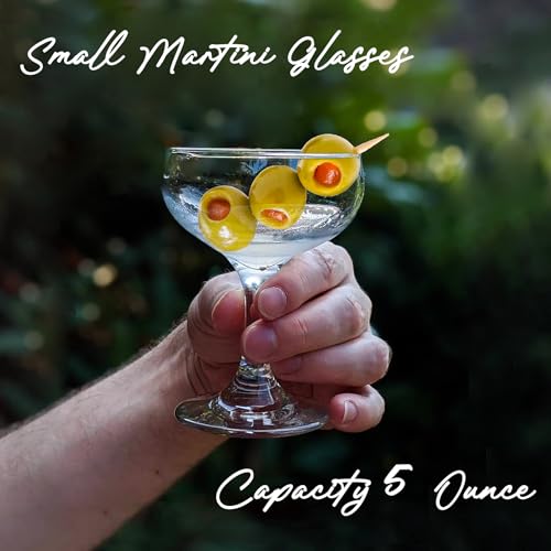 Small Martini Glasses - Coupe Glasses Set of 6 - Clear 5 Ounce Stemmed Cocktail Glasses for Martini, Vodka