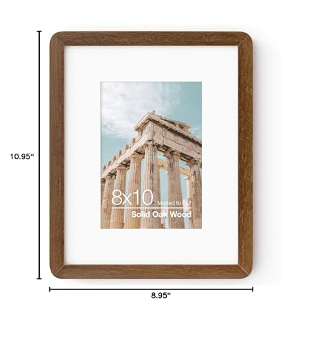 8x10 Solid Oak Wood Photo Frame | 8x10 Picture Frame With Mat For 5x7 | Plexiglas And Hanging Hardware Included | Walnut Wood (1 Pack) - color: Walnut, size: 8''x10''-1P