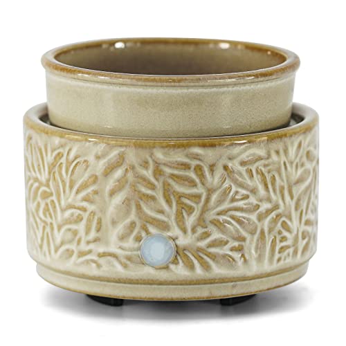 ElusiaKa Electric Wax Warmer for Scented Wax Melt Warmer Ceramic Wax Burner-Tan - color: Tan Leaves