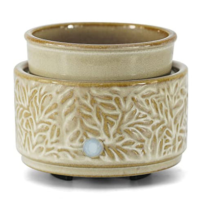ElusiaKa Electric Wax Warmer for Scented Wax Melt Warmer Ceramic Wax Burner-Tan - color: Tan Leaves