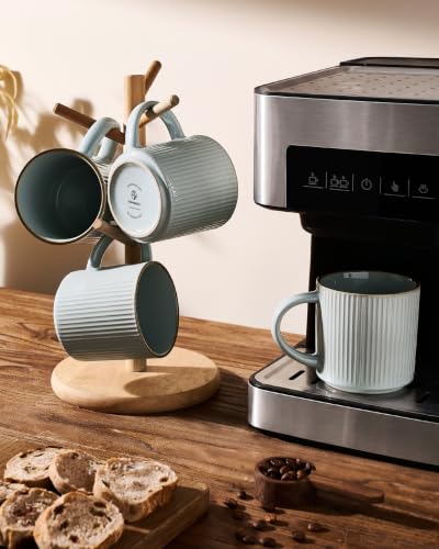 famiware Coffee Mug Set of 4, Star 12 oz Ceramic Mugs Cups Set with Handle | Stoneware Stackable Catering Cup for Coffee, Tea, Cappuccino, Latte, Microwave & Dishwasher Safe, Light Blue - color: Star-Light Blue, size: 4 Count (Pack of 1)