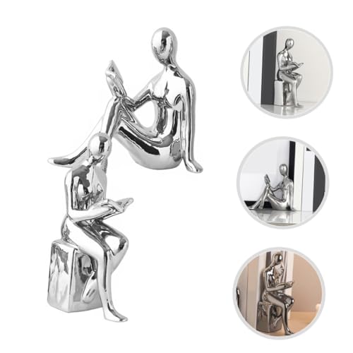 Ciieeo Modern Ceramic Bookends Reading Statue Bookshelf Decor Unique Desktop Decor