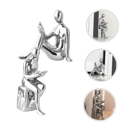 Ciieeo Modern Ceramic Bookends Reading Statue Bookshelf Decor Unique Desktop Decor