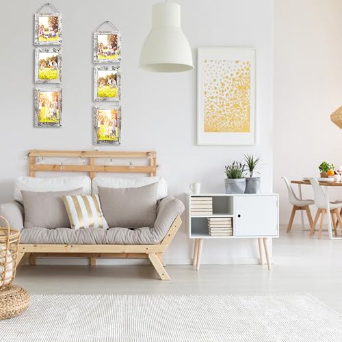4x6 Wall Hanging Picture Frames Collage with 3 Opening White Frames - color: White, size: 4x6
