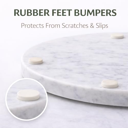 8-Inch Round Marble Cheese Board with Non-Slip Feet | Natural Marble Construction, Unique Veining, 8-Inch Size, 0.5 Inch Thick, Non-Slip Feet, Scratch Protection - color: White, size: 8"L x 8"W