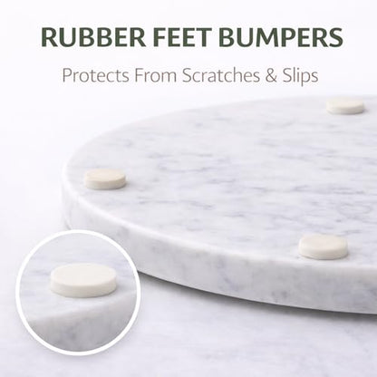 8-Inch Round Marble Cheese Board with Non-Slip Feet | Natural Marble Construction, Unique Veining, 8-Inch Size, 0.5 Inch Thick, Non-Slip Feet, Scratch Protection - color: White, size: 8"L x 8"W