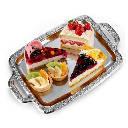 BESPORTBLE European Vintage Style Metal Serving Tray 39X23Cm Multi-Purpose Kitchen and Dining Tableware Plate for Bread and Food Serving in Household and Restaurant Use