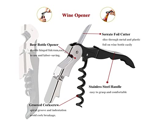 24 Packs Wine Opener-Corkscrew Wine Bottle Opener,Stainless Key Black Wine Bottle Opener Foil Cutter for Picnic, party, family,Restaurants - size: 24 Packs