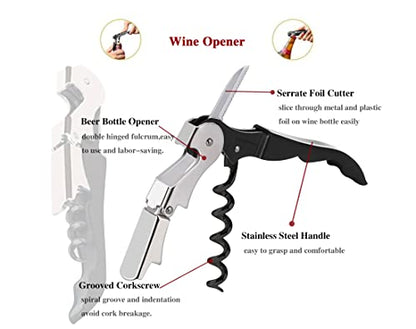 24 Packs Wine Opener-Corkscrew Wine Bottle Opener,Stainless Key Black Wine Bottle Opener Foil Cutter for Picnic, party, family,Restaurants - size: 24 Packs
