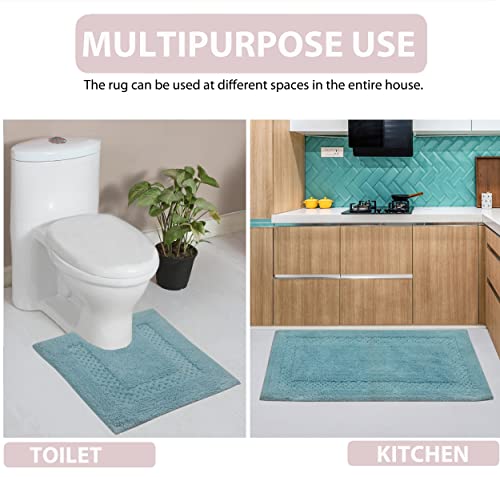 Home Weavers Classy Bathmat 100% Cotton Bathroom Rugs Set, Bathroom Décor, Washable Rug, Extra Soft and Absorbent Bath Rug, Kitchen Mat, Bath Mat Set, Bath Floor Mat Non Slip, 21"x34" Rectangle, Aqua