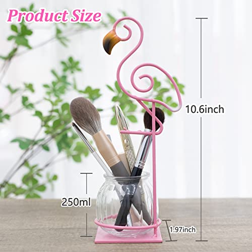 Tabletop Pink Flamingo Planter Propagation Station, Glass Vase Metal Stand | Cute Flamingo Metal Holder, Gift for Flamingo Lovers, Plant Terrarium, Home Office Accent, Great for Small Plants& Cuttings - color: Pink Flamingo