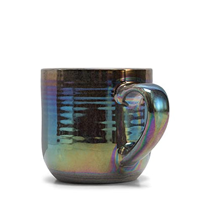 Elanze Designs Glossy Reactive Glaze Large 17 Fluid Ounce Everyday Kitchen Food Grade Ceramic Stoneware Coffee Mug Cup with Comfort Curved Handles, Set of 4, Black - color: Black