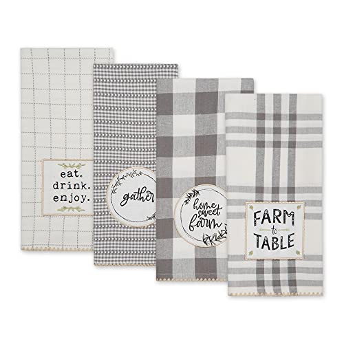 DII Home Sweet Farmhouse Kitchen Collection, Dishtowel Set, 18x28, Gray, 4 Count - color: Gray, size: Dishtowel Set, 18x28"