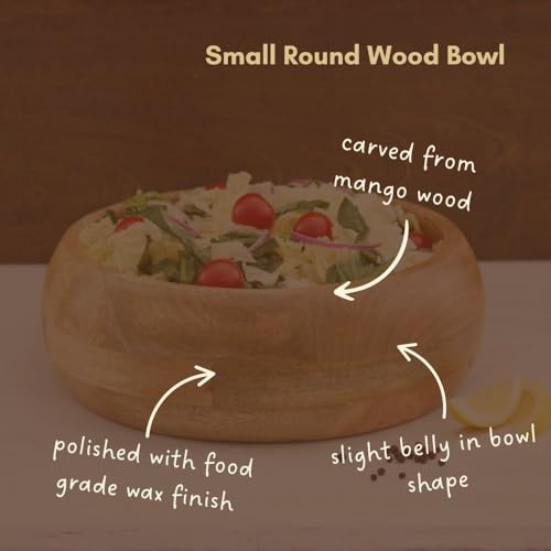 Wooden Salad Bowls for Serving Salad, Pasta and Fruit, Farmhouse Style, Natural Beige (Small (11" Dia)) - size: 11" Wide, Set of 1 Bowl