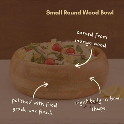 Wooden Salad Bowls for Serving Salad, Pasta and Fruit, Farmhouse Style, Natural Beige (Small (11" Dia)) - size: 11" Wide, Set of 1 Bowl