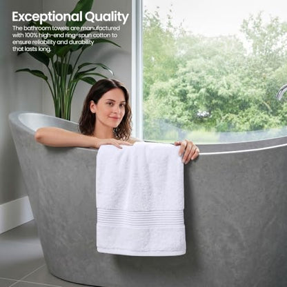 Utopia Towels 6 Pack Bath Towels, 27x54 in, 100% Cotton, White | Premium Lightweight Ring Spun Cotton Towels - Highly Absorbent, Quick-Drying, Ideal for Hotel, Spa & Home Bathroom - color: White