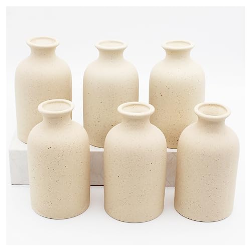 YANLING 6 Pack Small Vase for Flowers, 5 inch Modern Ceramic Vases | for Pampas Grass Simple Shelf Vase Light Yellow, Boho Vases for Home Decor, Wedding Dinner Table Party Office Bedroom - color: Light Yellow-a, size: 6 Pack-Small