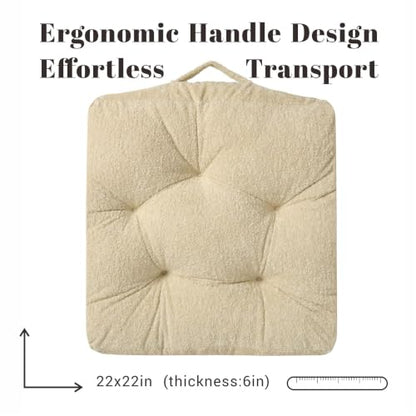 Floor Cushion Pillow, Portable Large | Meditation Adult Sitting Pillow with Handle for Tatami, Living Room & Yoga (1, Square, Fog, 22 x 22 x 6 inches) - color: Square, Fog