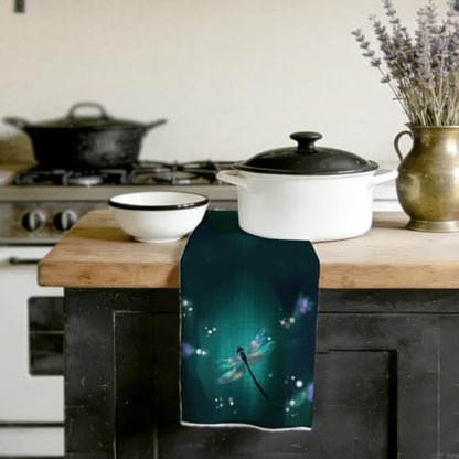Dreamy Iridescent Dragonfly Kitchen Towels 24x14 Inch, Waffle Hand Towels for Kitchen Home Bathroom, Absorbent Soft Microfiber Dish Cloth Tea Towel, Dragonfly Gifts for Women - color: Lm 323