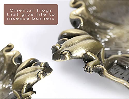 backflow Incense Burner ，Frog Incense Burner，Brass Backflow Incense Holder, Office Home Decor Aromatherapy Ornament, Yoga，Zen, Meditation, spa, Purification of The Mind（1 Package）