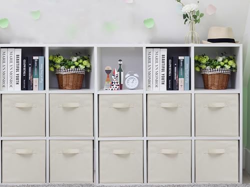 Storage Cubes, 11 Inch Cube Storage Bins, Set of 10, Fabric Foldable Storage Bins With Handles, Closet Storage Organizer Bins, Cubby Clothing Storage Baskets for Shelves, Beige - color: Beige, size: 10 Pack
