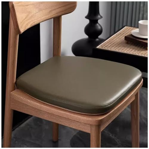 High-Grade Dining Chair Cushion, Leather Seat Cushion, 4cm Memory Foam U-Shaped Chair Pad Waterproof Non-Slip Chair Cushions with Straps(Color:Olive Green,Size:43 * 42cm) - color: Olive Green, size: 43*42cm
