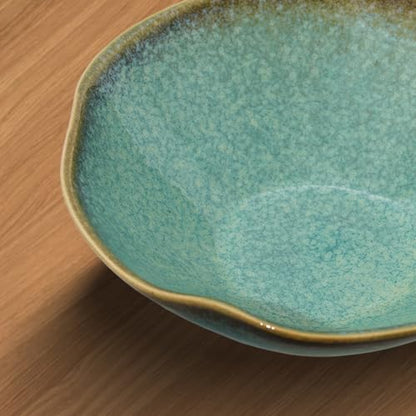 7.6'' Ceramic Decorative Bowl, Key Bowl for Entryway Table | Potpourri Bowl, Handcrafted Pottery Bowl with a Ruffle Rim, Large Catch-All for Coffee Tables, Entryways, Home Decor