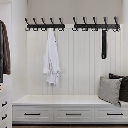 Coat Rack Wall Mounted - 5 Tri Hooks, Heavy Duty, Stainless Steel, Metal Coat Hook Rail for Coat Hat Towel Purse Robes Mudroom Bathroom Entryway,Black - color: Black, size: L=16" (1 Pcs)