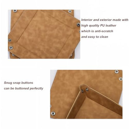 Valet Tray Desktop Storage Organizer – Vegan Leather Catchall Bedside Vanity Tray Nightstand Caddy Holder for Remote Controller, Watch, Keys, Phone, Wallet, Coin, Jewelry, Stone Khaki - color: Stone Khaki