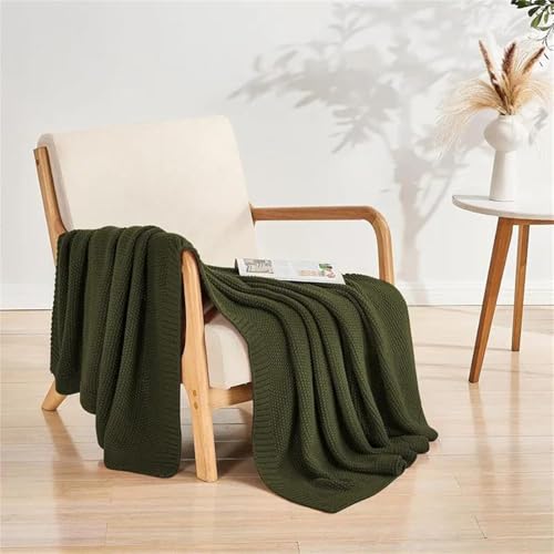 Knit Throw Blanket Waffle Weave Textured Midweight Soft Throw for Couch Sofa Bed Living Room Use