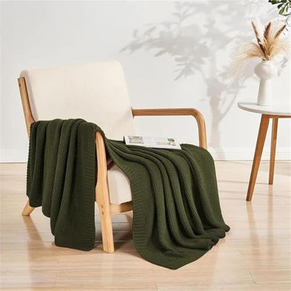 Knit Throw Blanket Waffle Weave Textured Midweight Soft Throw for Couch Sofa Bed Living Room Use