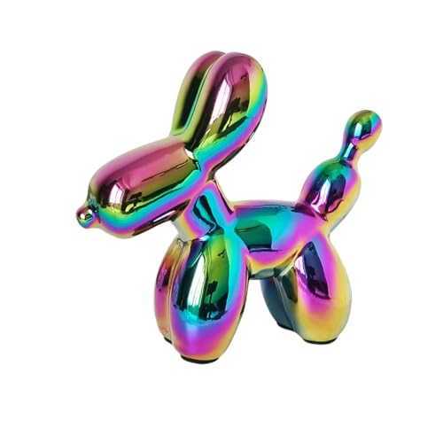 Ceramic Colorful Balloon Dog Decor,Balloon Animal Statue(Small) | Living Room Bedroom Bookshelf Sculpture Desktop Office Coffee Table Decor - color: Colorful, size: Small
