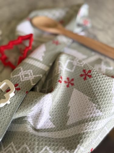 Kitchen Towels, Dish Towels for Kitchen, 3 Pc Kitchen Towel Set | Microfiber Waffle Towels, 16 x 26 inches, with Hanging Loops, Reusable Tea Towels, Cute Kitchen Towels - 3 Pack - color: Mint 2 Pack