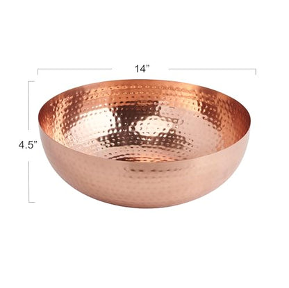 Creative Co-Op Round Hammered Metal Bowl, Copper Finish - color: Copper Finish