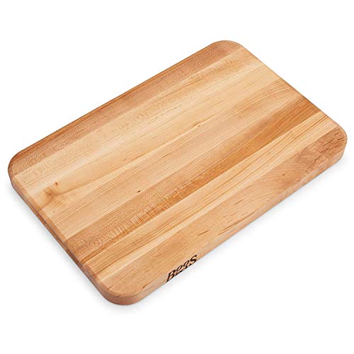 John Boos Chop-N-Slice Series Rectangular Wooden Maple Cutting Board | 18”x12" – 1.25” Thick, 8-lb Reversible Butcher Block with Eased Corners, Edge-Grain & Finger Grips – Made in the USA - size: 18"L x 12"W
